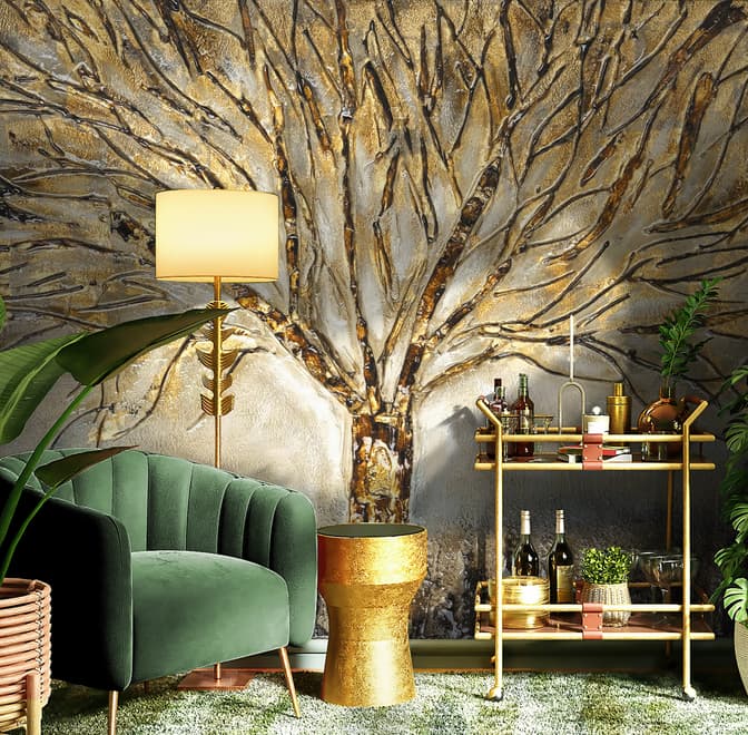 Watercolor Leafless Autumn Trees Wallpaper Mural