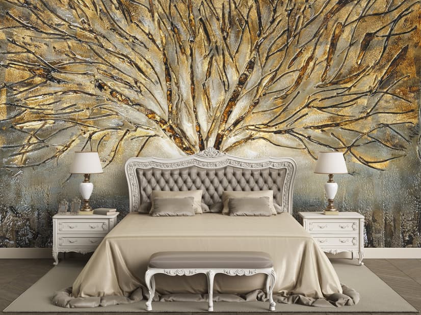 Watercolor Leafless Autumn Trees Wallpaper Mural