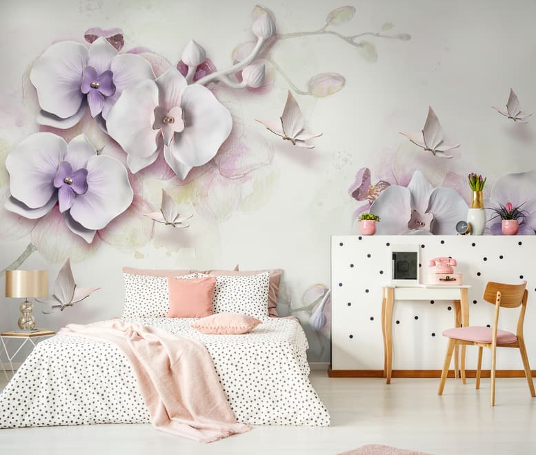 Purple Orchid Floral Wallpaper Mural