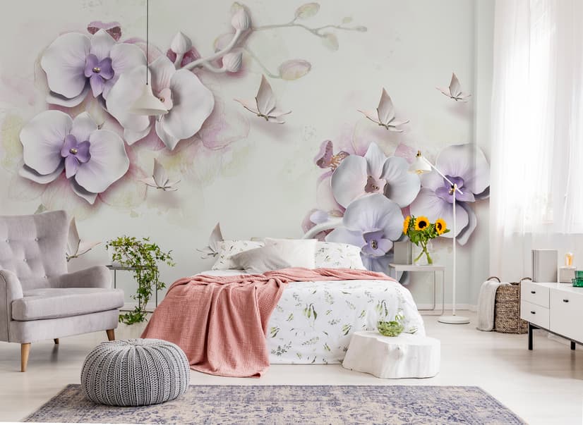 Purple Orchid Floral Wallpaper Mural