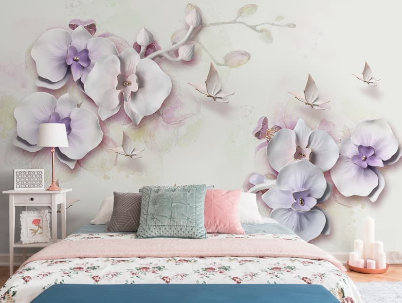 Purple Orchid Floral Wallpaper Mural