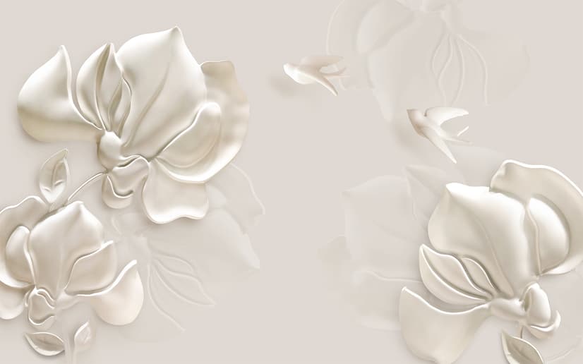 Papier peint art floral magnolia embossé en 3D