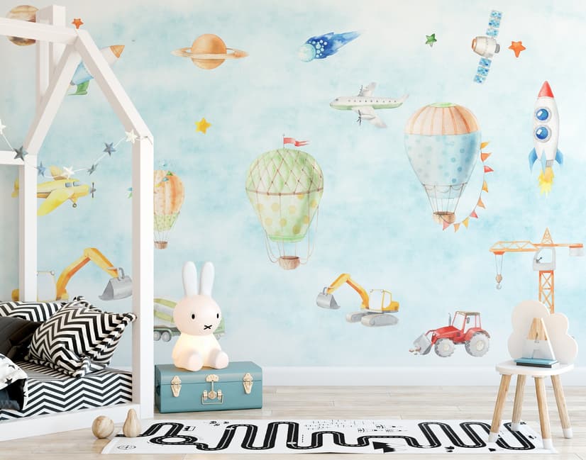 Kids Hot Air Balloons Wallpaper Mural