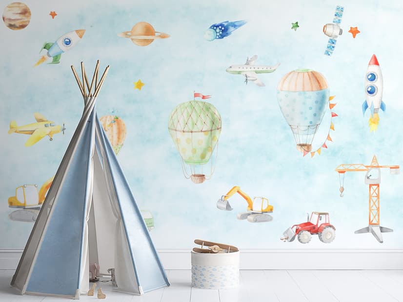 Kids Hot Air Balloons Wallpaper Mural