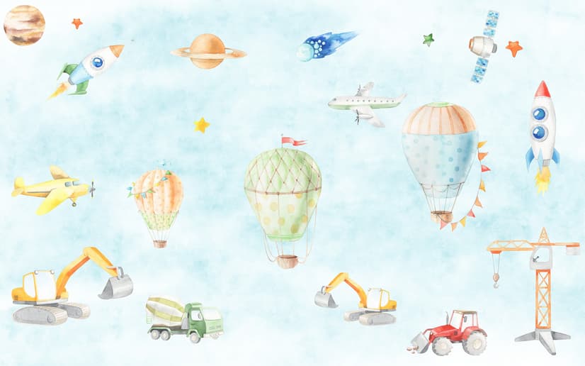Kids Hot Air Balloons Wallpaper Mural