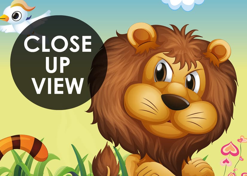 3D Look King Lion and Wild Animals Wallpaper Mural