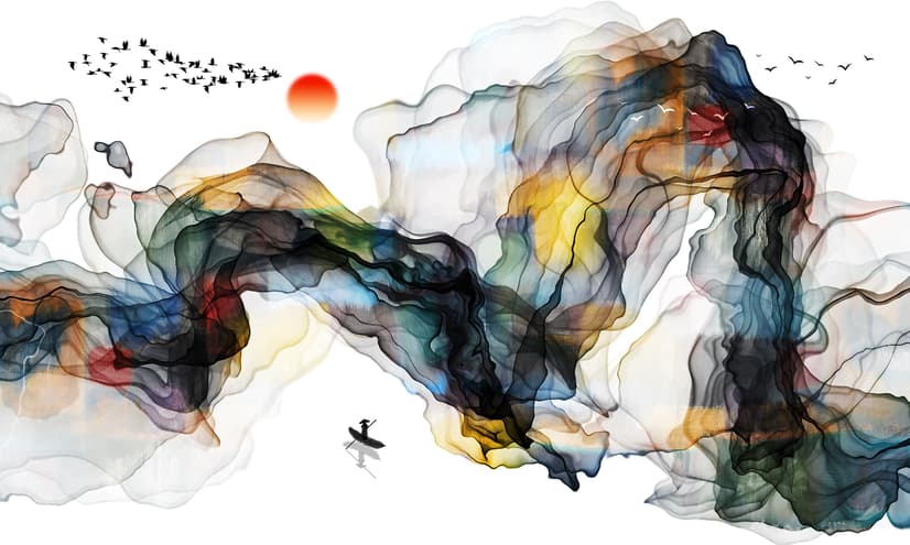 Watercolor Colorful Abstract Smoke Wallpaper Mural