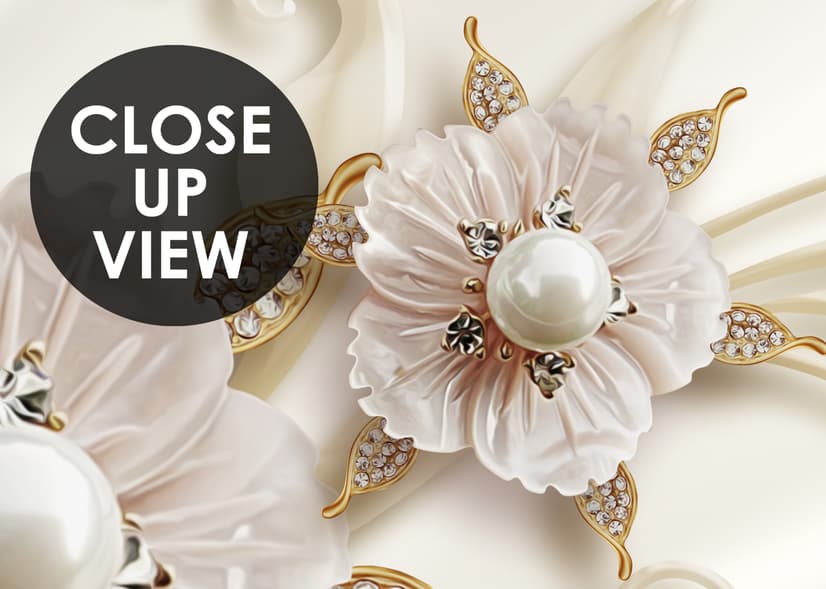 3D Look Pearl Daisy Floral Wallpaper Mural