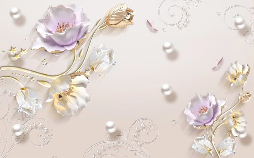 Jewelry Tulip Flower Wallpaper Mural