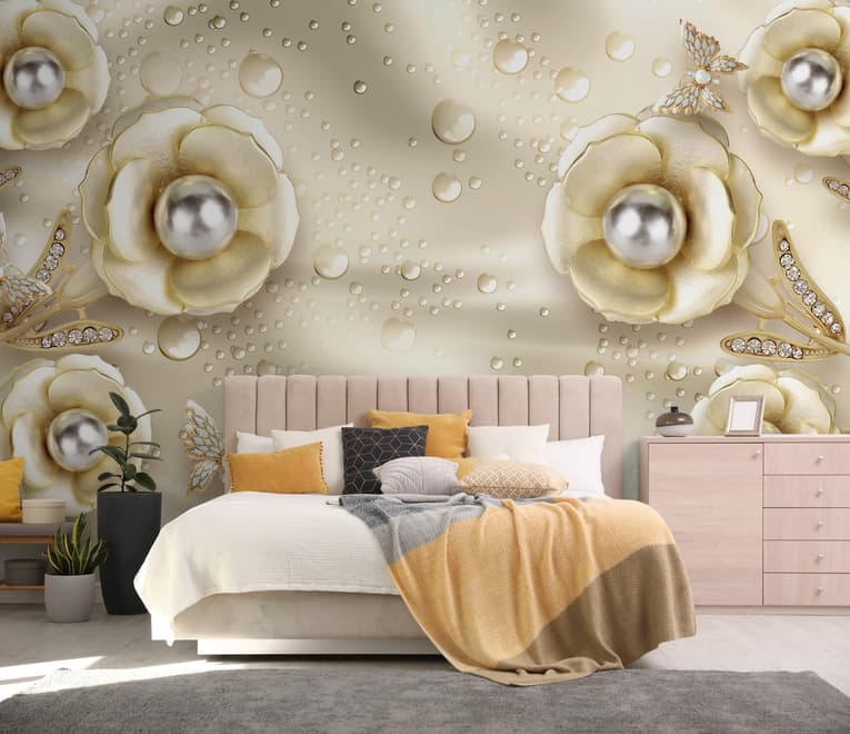 Pearl Anemone Floral Wallpaper Mural