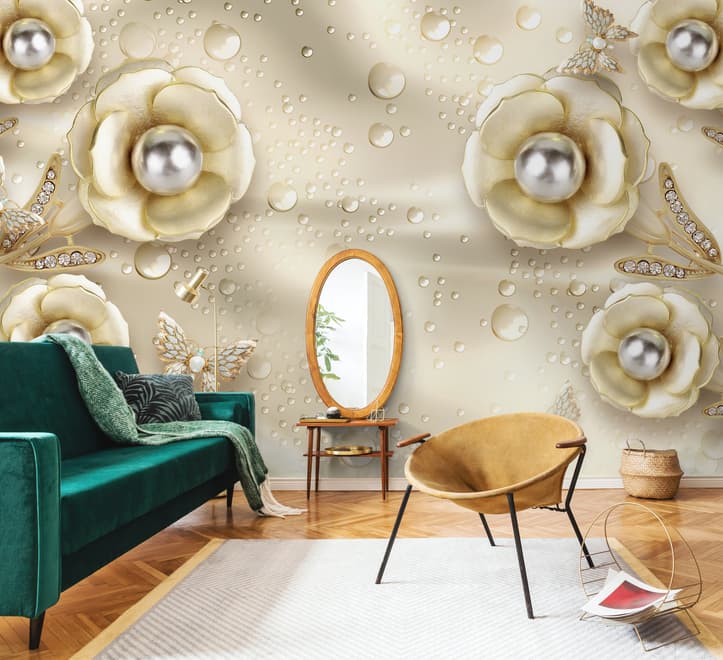 Pearl Anemone Floral Wallpaper Mural