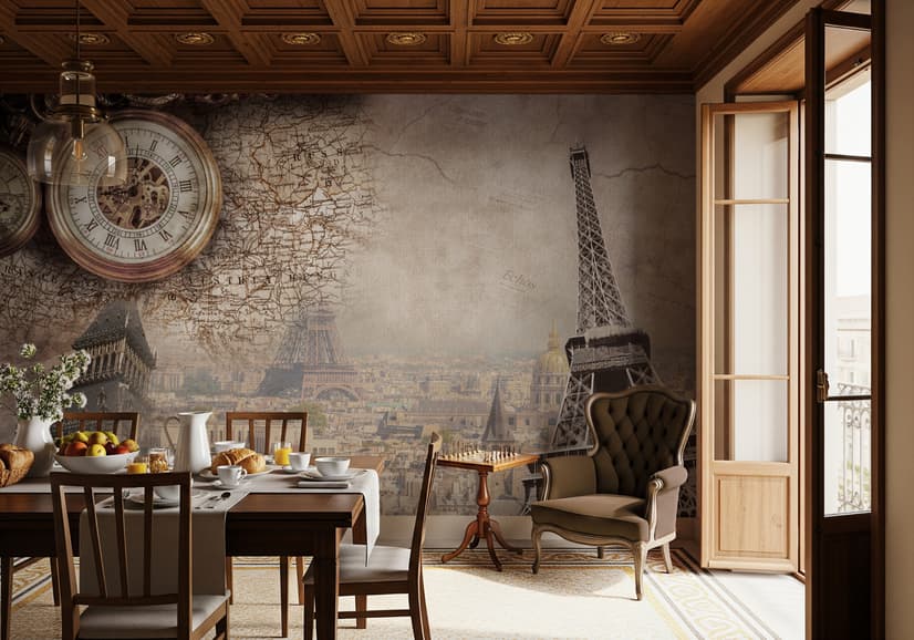 Papier peint panoramique vintage de la tour Eiffel
