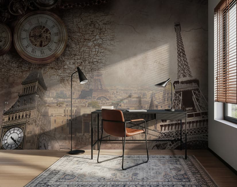 Papier peint panoramique vintage de la tour Eiffel