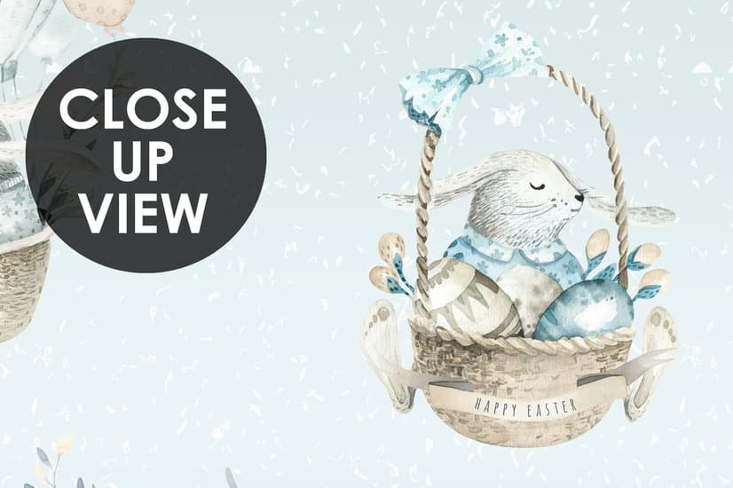 Cartoon-Winterlandschaft und Eichhörnchen mit Heißluftballons Fototapete