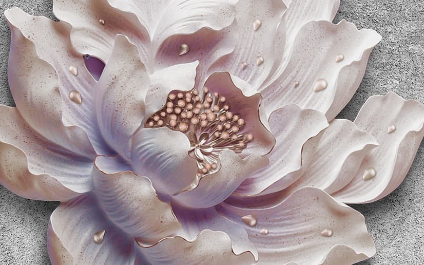 Elegante 3D Blumen Perlen Fototapete