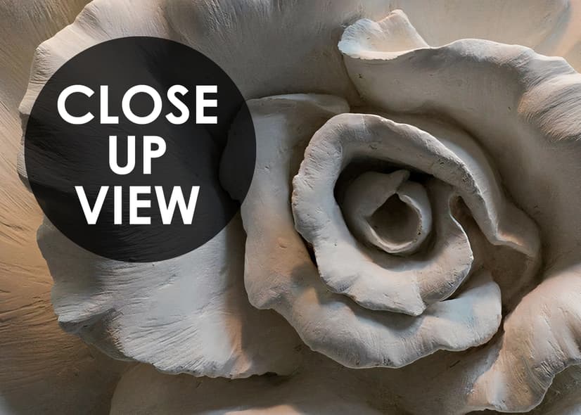 3D Embossed Look Cement Roses Wallpaper Mural