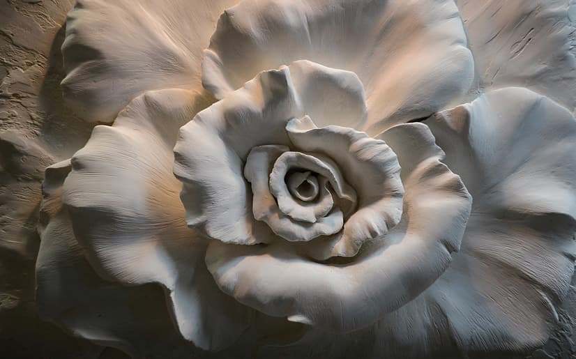 3D Embossed Look Cement Roses Wallpaper Mural
