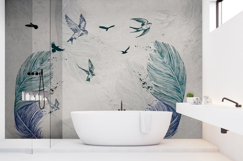 Birds and Feathers Wallpaper Mural