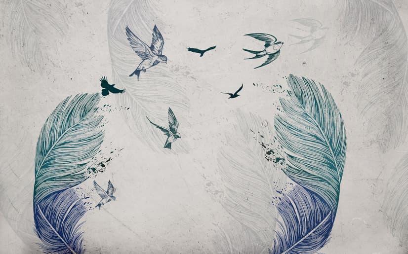 Birds and Feathers Wallpaper Mural