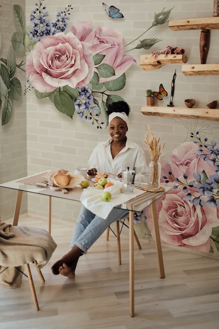 Vintage Pastel Pink Floral Wallpaper Mural