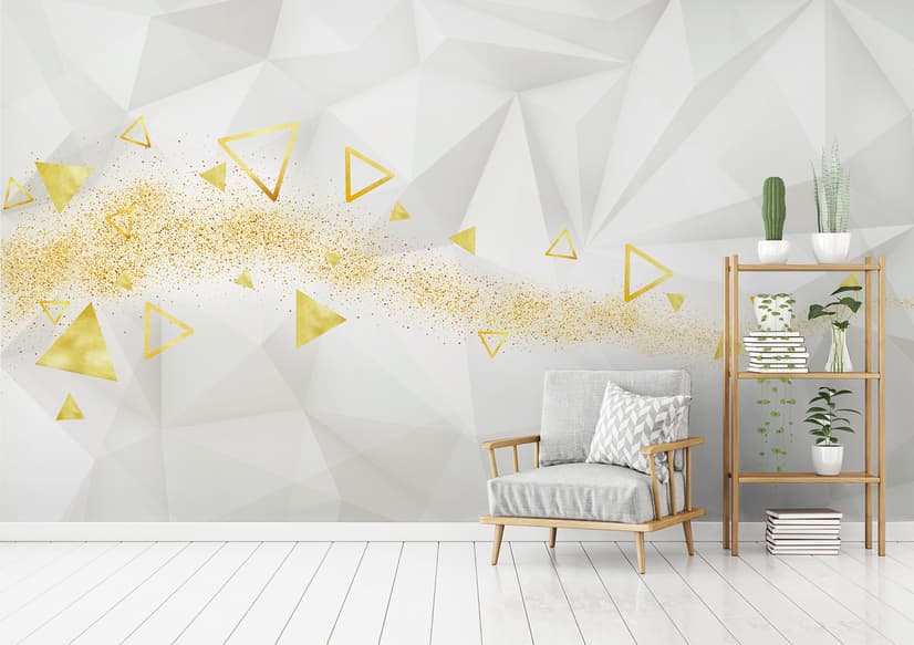 Geometric Yellow Trigon Pattern Wallpaper Mural