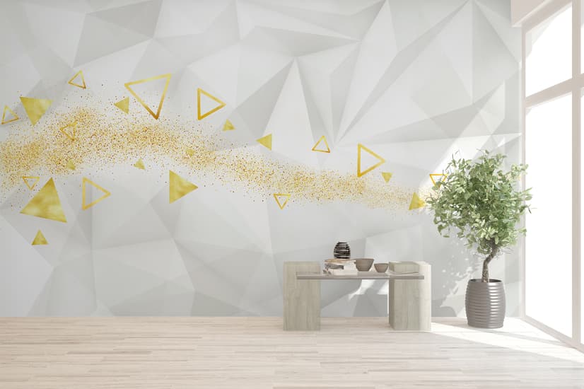 Geometric Yellow Trigon Pattern Wallpaper Mural