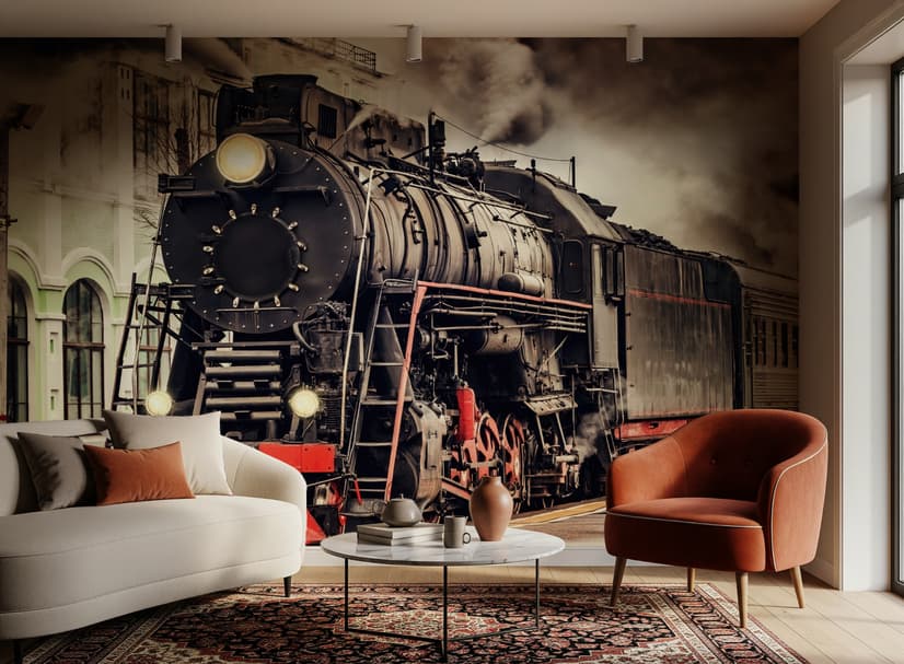 Papier peint panoramique Train Wagon Railway Vintage