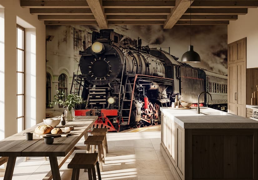 Papier peint panoramique Train Wagon Railway Vintage