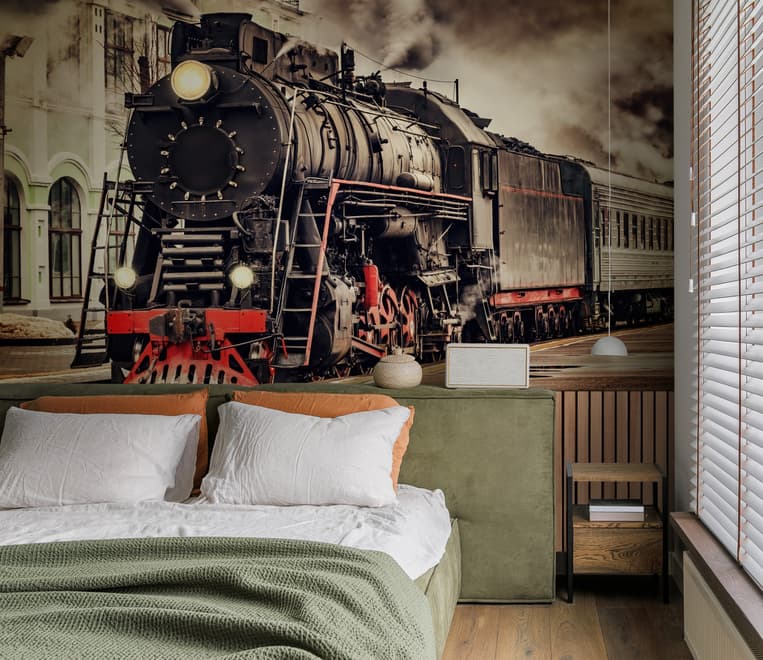 Papier peint panoramique Train Wagon Railway Vintage