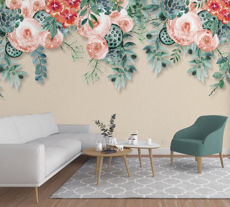 Watercolor Floral Wallpaper Mural