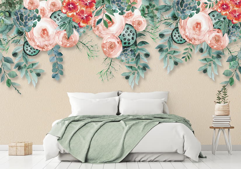 Watercolor Floral Wallpaper Mural