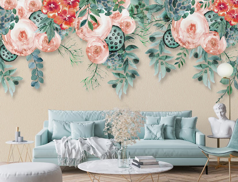 Watercolor Floral Wallpaper Mural