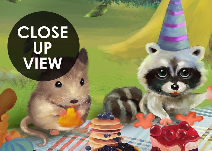Papier peint panoramique animaux de dessin animé dans les bois