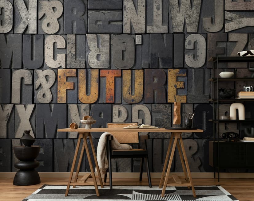 Future Typography Wallpaper Mural