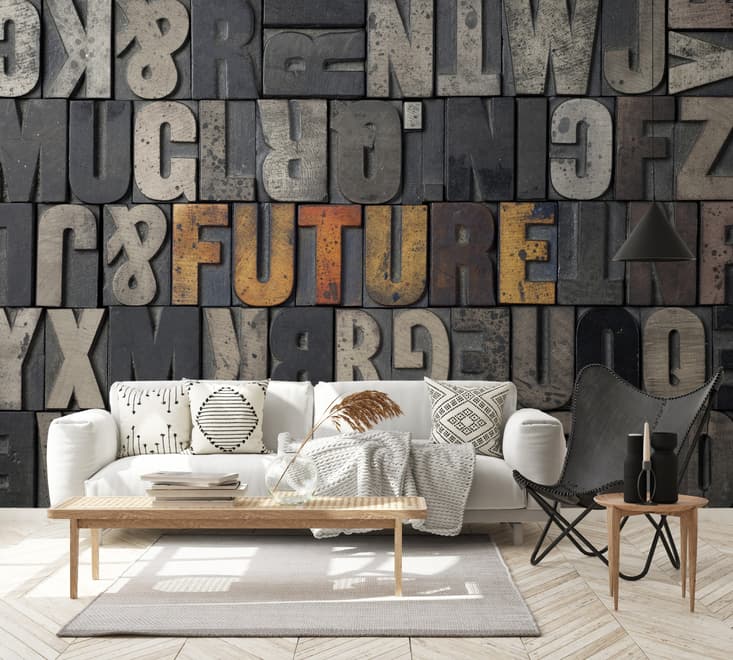 Future Typography Wallpaper Mural