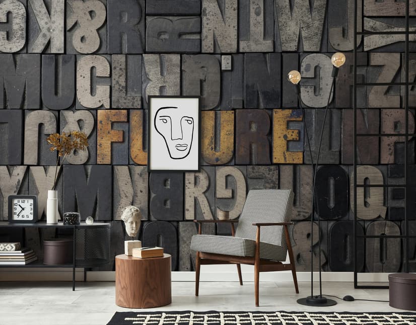 Future Typography Wallpaper Mural