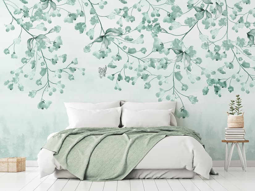 Soft Green Blossom Wallpaper Mural
