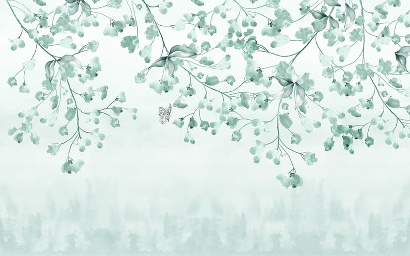 Soft Green Blossom Wallpaper Mural