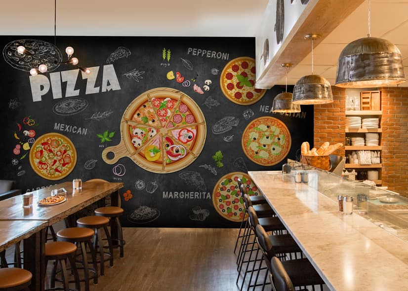 papier peint panoramique Italiano Pizza en 3D
