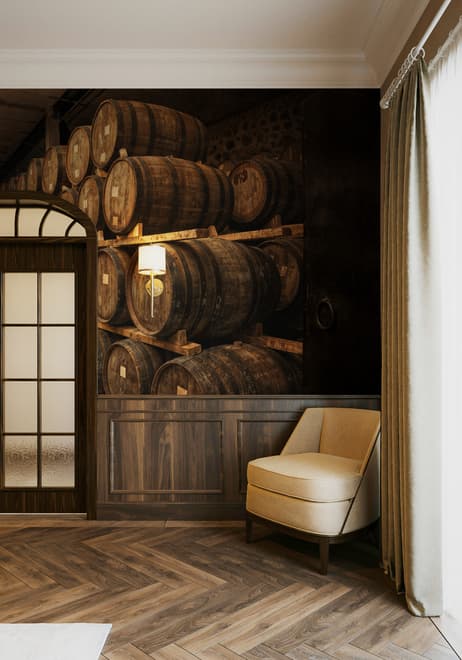 Vintage Wine Barrels Wallpaper Mural
