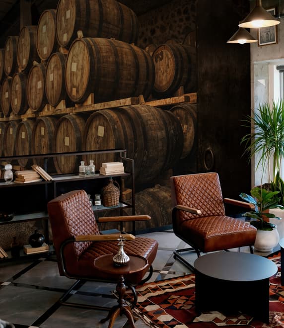 Vintage Wine Barrels Wallpaper Mural