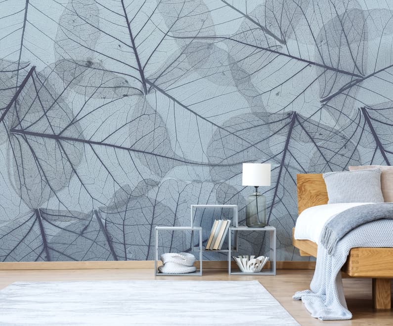 Monochrome Leaf Pattern Wallpaper Mural