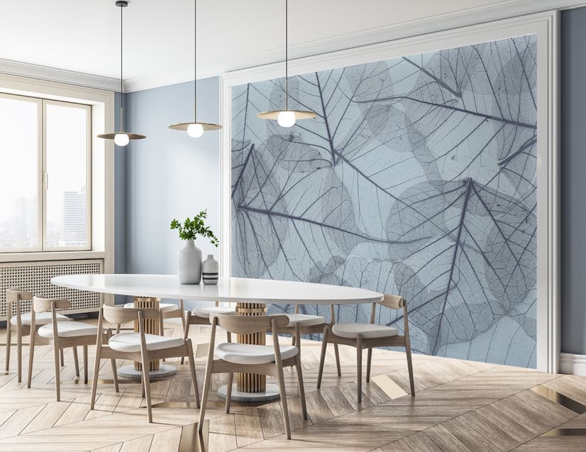 Monochrome Leaf Pattern Wallpaper Mural
