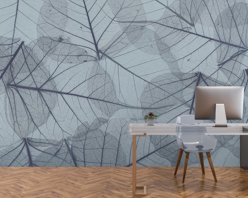Monochrome Leaf Pattern Wallpaper Mural
