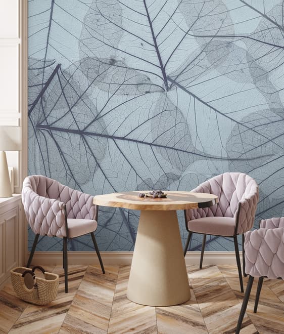 Monochrome Leaf Pattern Wallpaper Mural