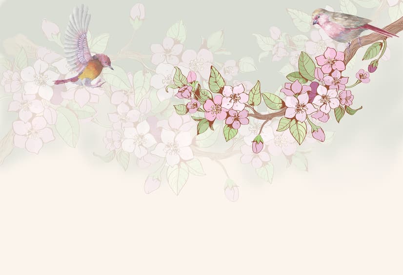 Watercolor Pink Begonia Flowers Wallpaper Mural