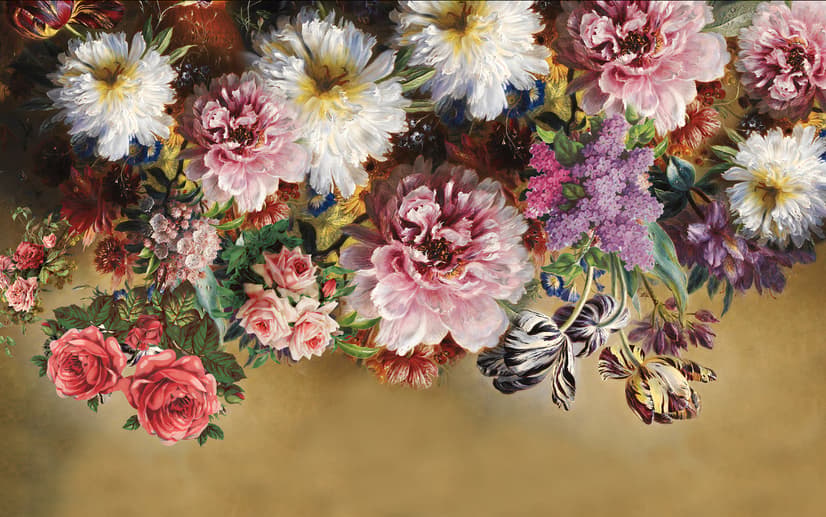 Retro Colorful Flowers Wallpaper Mural