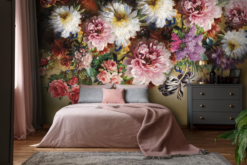 Retro Colorful Flowers Wallpaper Mural