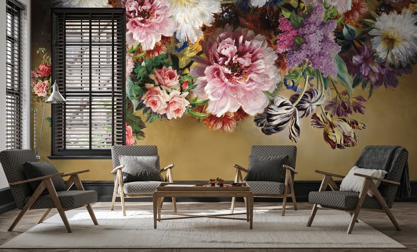 Retro Colorful Flowers Wallpaper Mural