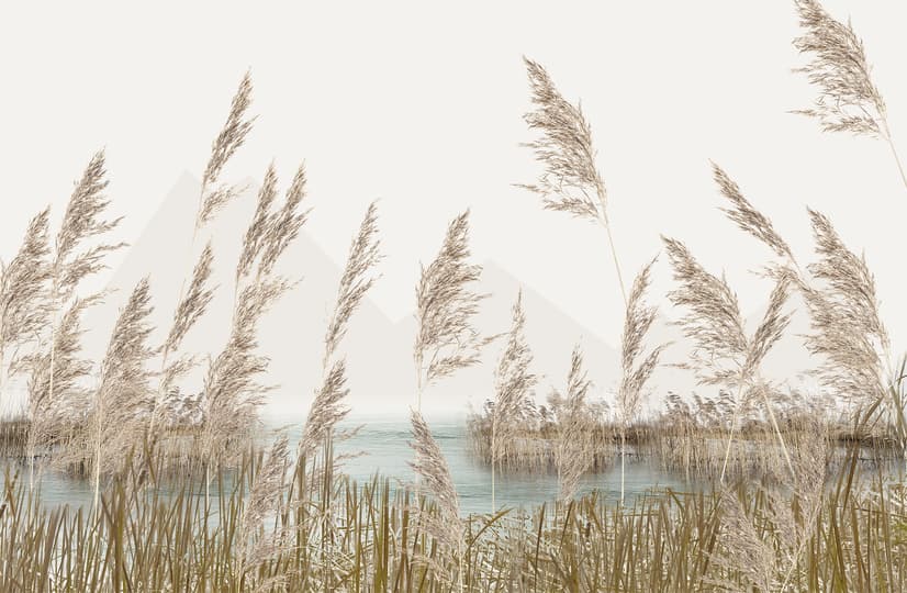 Fototapete Wiese mit Seelandschaft